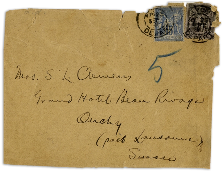 Samuel Clemens Envelope Signed From 1891